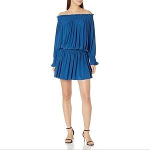 NORMA KAMALI Peasant Mini Dress in Blue Size S